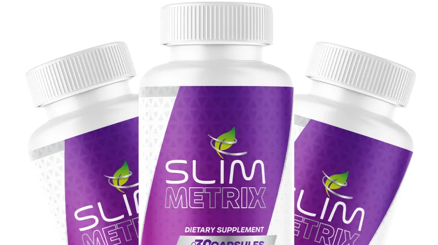 Three Slim Metrix weight management supplement bottles showing the 30-capsule label